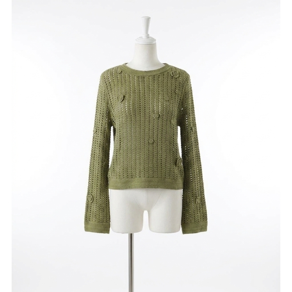 NEW FIFTEEN TWENTY liv crochet sweater in olive